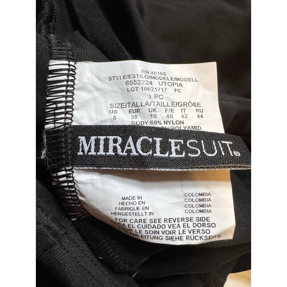 New! Miraclesuit Rock Solid Black Utopia One Piece Swimsuit in Black Sz 8 $188 - Picture 7 of 9